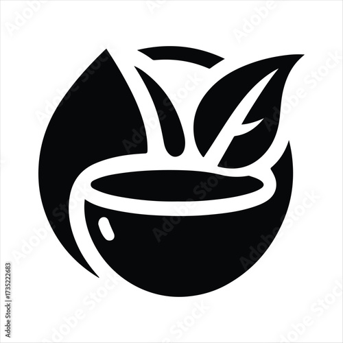 Healthy food vector silhouette line art logo design concept illustration