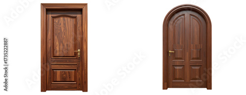  Wooden Door in Modern Empty Room PNG Cutout