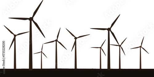 Wind turbines farm generating renewable energy, clean electricity production, eco-friendly sustainable power, windmill blades rotating, alternative energy source, green environment solution