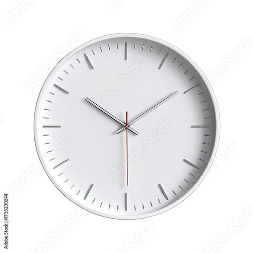 Minimalist white wall clock with gray hands on black background