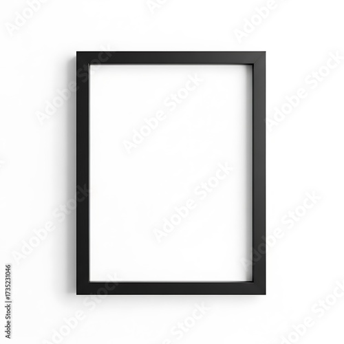 Elegant Black Picture Frame on White Background for Art Display.