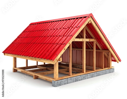 3D model of a small house under construction