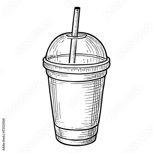 Plastic Cup with Straw