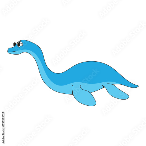 Plesiosaurus Dinosaur Character Cartoon Icon Illustration
