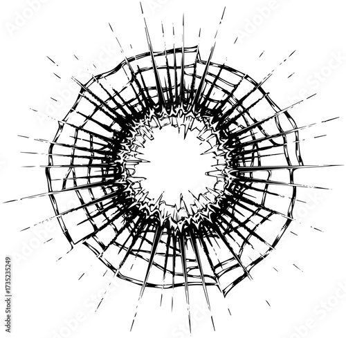 Cracked glass effect for design element. Shattered surface vector texture