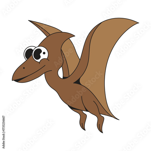Pterodactyl Dinosaur Character Cartoon Icon Illustration