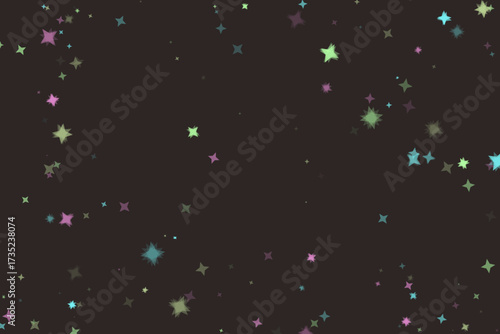 Dark Backdrop with Teal, Green, and Purple Stars Scattered Randomly Around