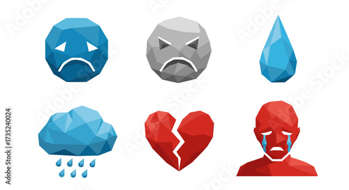 Illustration showing various emotional states like sadness and heartbreak