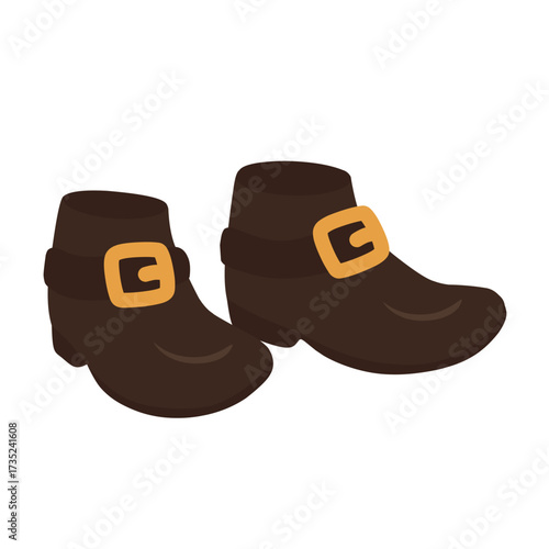 Traditional black pilgrim shoes with buckles