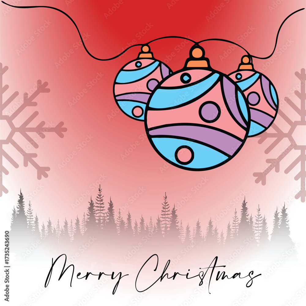 Obraz premium Merry Christmas banner with red background 