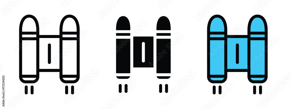 Fototapeta premium Jetpack icon vector. liftoff, perfect for gaming, sci fi, and technology symbol. vector illustration.