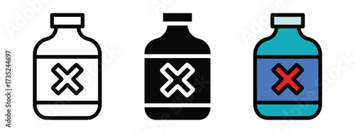 Poison bottle icon vector. dangerous chemicals showing a stylized warning cross, health and safety symbol. vector illustration.