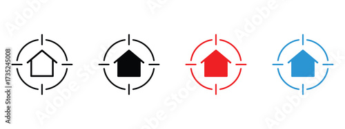 Target house icon vector. property search apps and location based services symbol. vector illustration.