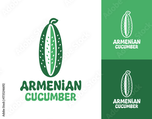 Armenian Cucumber Logo Fresh Organic Vegetable Identity