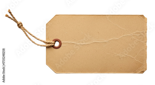 Blank Vintage Brown Paper Tag featuring tag, paper, brown, blank, vintage isolated on white background professional