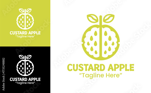 Custard Apple Logo Organic Tropical Food Branding