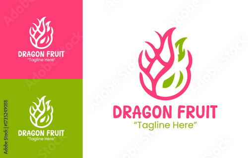 Dragon Fruit Logo Clean Fresh Tropical Symbol