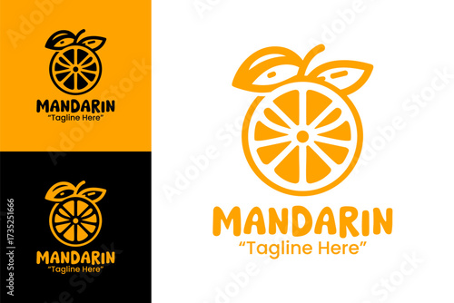 Mandarin Logo Organic Tropical Beverage Symbol