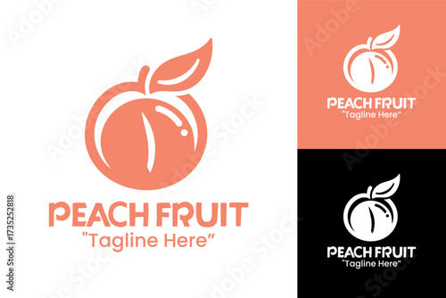 Peach Logo Modern Minimalist Fruit Identity