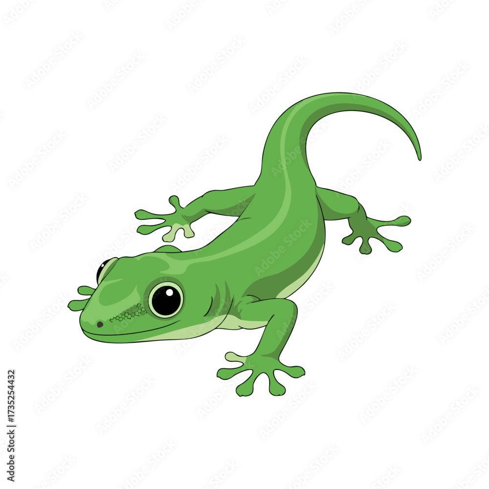 Naklejka premium Green lizard with a white background