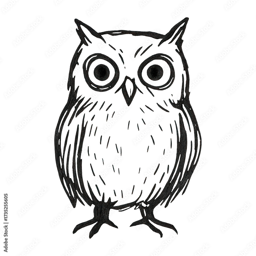 Obraz premium PNG Hand-drawn owl illustration art.