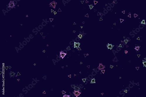 Floating Triangles Confetti With Purple Accents On A Dark Blue Background