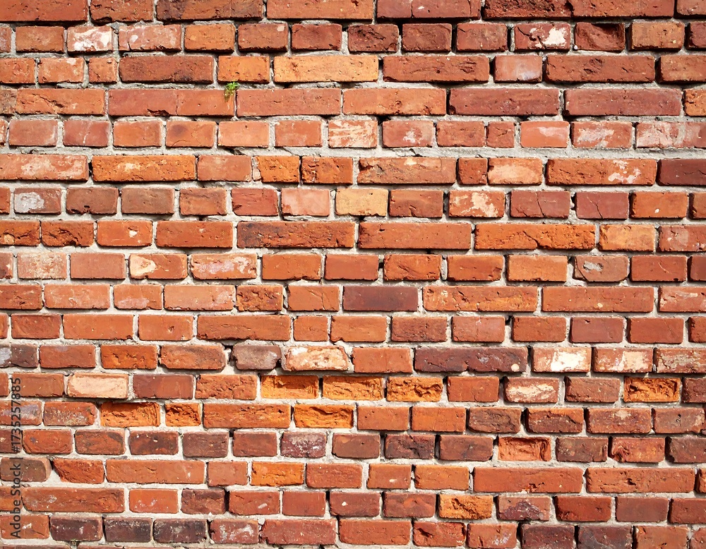 Obraz premium A rustic and weathered red brick wall