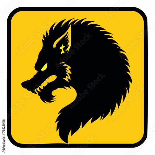 Mystic Silhouette: A striking and intense logo design with the menacing profile of a wolf, rendered in a contrasting monochrome palette, evokes a sense of mystery and power.