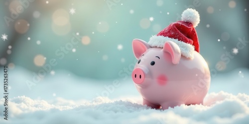 A Festive Piggy Bank in a Winter Wonderland, Ready for Holiday Savings