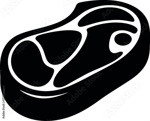 Black steak silhouette on white meat food
