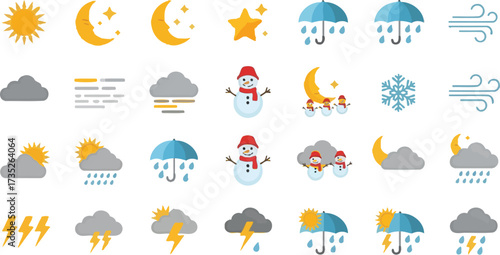 Weather forecast icons set vector illustration graphic design vector