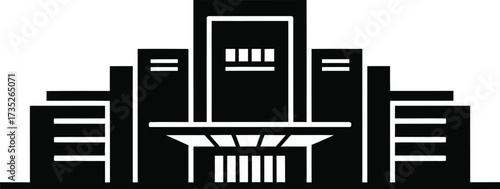 Sleek modern building facade silhouette