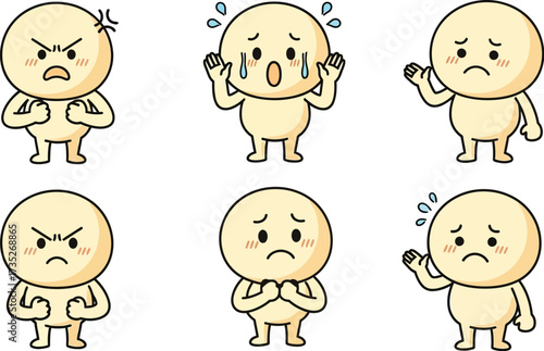 Emotions characters cartoon expressions vector illustration set vector
