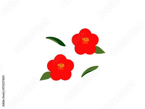 とてもシンプルな椿の花1-3