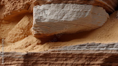 Close-Up View of Textured Rock Surfaces with Orange and White Tones