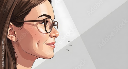 Close-up Profile View of Young Woman with Natural Makeup and Blonde Hair