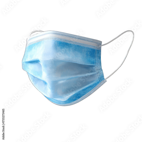 Blue pleated surgical mask against black background