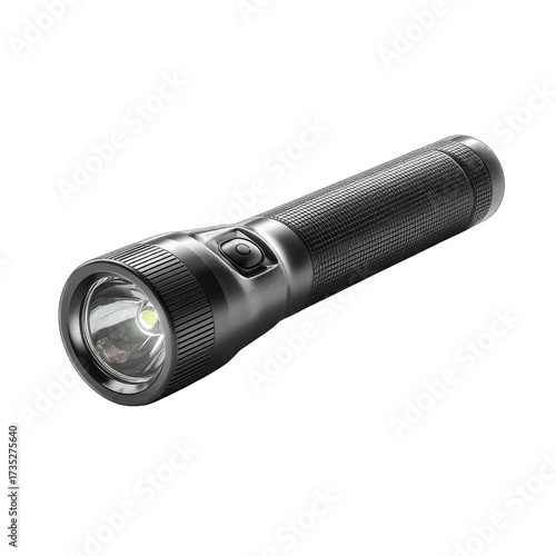Gray flashlight shining, black background