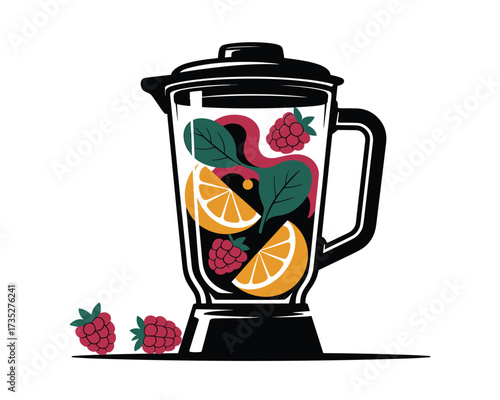 Healthy smoothie ingredients being blended together in a clear glass blender for a refreshing drink