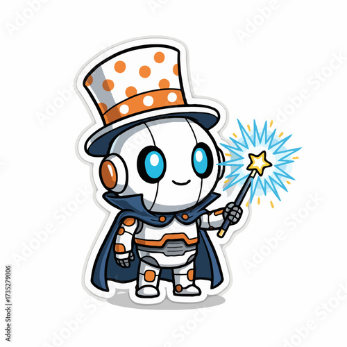 Mini robot guard with armor plates, glowing visor, futuristic sci-fi protector vector.