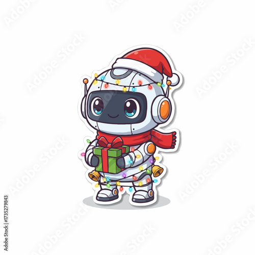 Futuristic mini robot explorer with radar antenna and glowing scanner, sci-fi vector.