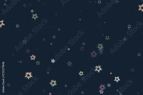Scattered Stars Outlines, Abstract Colorful Starry Pattern on Dark Grey Background