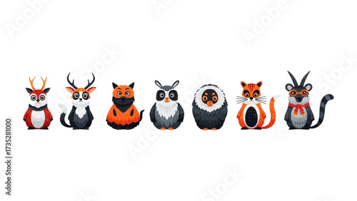 Cartoon Animals Collection: A charming collection of stylized cartoon animals, each designed with vibrant colors and unique expressions, perfect for adding a touch of whimsy and joy.