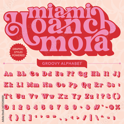 Serif Groovy Retro Vintage Bold Font alphabet vector file