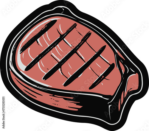 Smooth outline of steak with grill marks