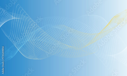 Abstract blue background with curved lines forming a dynamic wave pattern for digital business and technology concepts