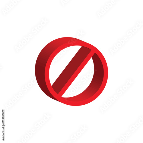Red 3D forbidden no entry sign symbol is a web icon for not allowed communication or stop message