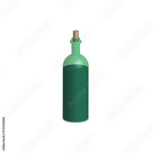 Red or white wine bottle, full, blank label, isolated on a white background