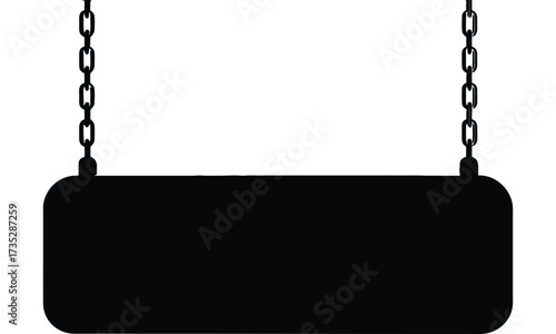 Blank hanging signboard illustration with chains for shop or business design
