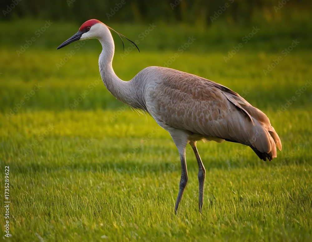 Fototapeta premium sandhill crane in the grass